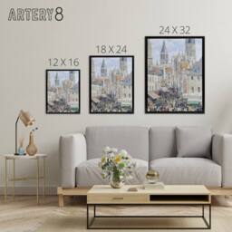 "Artery8 Grocery Street Rouen Cityscape Pissarro Black Framed Canvas Wall Art - Size: W12"" x H16""" - thumbnail 4