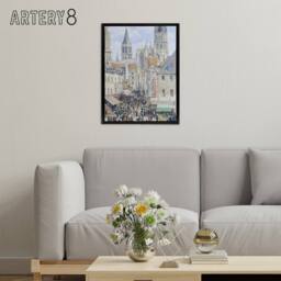 "Artery8 Grocery Street Rouen Cityscape Pissarro Black Framed Canvas Wall Art - Size: W12"" x H16""" - thumbnail 3