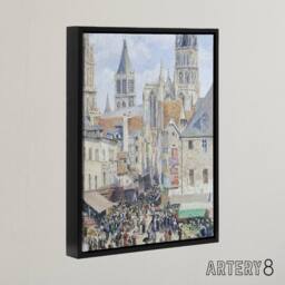 "Artery8 Grocery Street Rouen Cityscape Pissarro Black Framed Canvas Wall Art - Size: W12"" x H16""" - thumbnail 2
