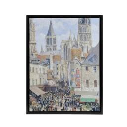 "Artery8 Grocery Street Rouen Cityscape Pissarro Black Framed Canvas Wall Art - Size: W12"" x H16""" - thumbnail 1