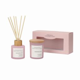 French Connection Strawberry Prosecco 130G Candle & 100ML Reed Diffuser Gift Set Pastel Range in Baby Pink - Size: 2 Pack