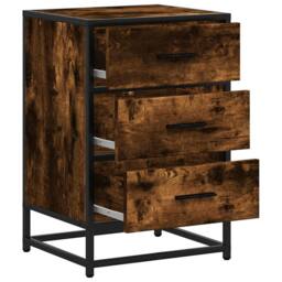 Berkfield Home Elegant Bedside Cabinet Smoked Oak 40x34.5x60 cm Engineered Wood in Brown - thumbnail 8