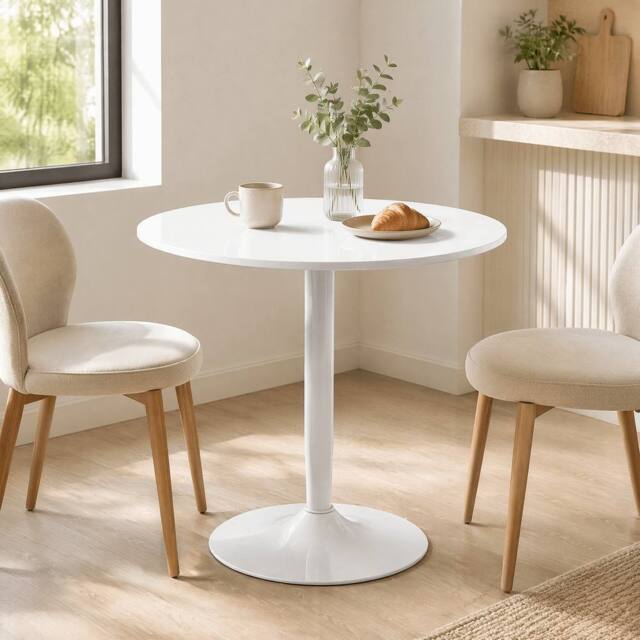 STILVORA Dining Table 70cm with steel frame white - image 1