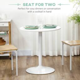 STILVORA Dining Table 70cm with steel frame white - thumbnail 6