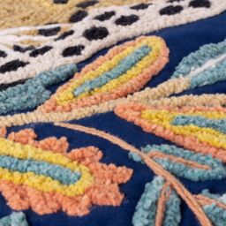 Wylder Tropics Regal Leopard Embroidered 100% Cotton Velvet Cushion in Blue - Size: 50 cm x 50 cm - thumbnail 4