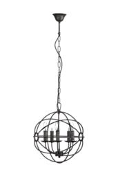 Orsina Orbital 5 Arm Pendant Light, Artistic Ceiling Lighting For Rooms, Metal Frame Light With Candle Bulb Holders in Black - thumbnail 1