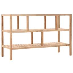 Berkfield Home Bathroom Shelf Solid Walnut Wood 100x40x65 cm in Beige - Size: 100 x 40 x 65 cm - thumbnail 2