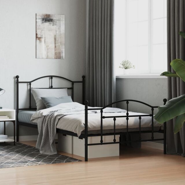 Berkfield Home Metal Bed Frame with Headboard & Footboard Black 100x200 cm - image 1