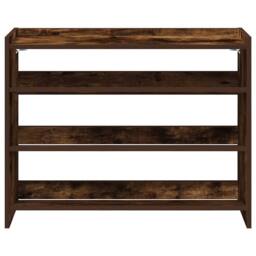 Berkfield Home Shoe Rack Smoked Oak 80x25x62 cm Engineered Wood in Brown - Size: 80 x 25 x 62 cm - thumbnail 4