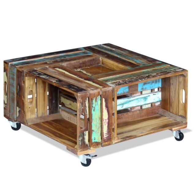 Berkfield Home Coffee Table Solid Reclaimed Wood 70x70x35 cm - Size: 70 x 70 x 35 cm - image 1