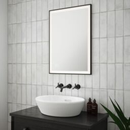 Loops 500 x 700mm IP44 MATT BLACK LED Bathroom Mirror & Demister Tunable White Border - thumbnail 2