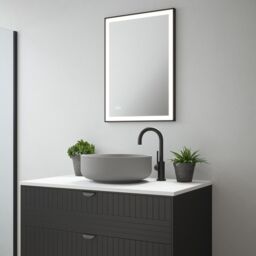 Loops 500 x 700mm IP44 MATT BLACK LED Bathroom Mirror & Demister Tunable White Border - thumbnail 4