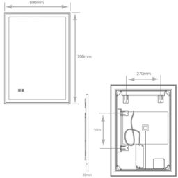Loops 500 x 700mm IP44 MATT BLACK LED Bathroom Mirror & Demister Tunable White Border - thumbnail 1