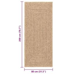 Berkfield Home Rug ZIZUR 80x200 cm Jute Look Indoor & Outdoor in Tan - Size: Medium - thumbnail 8