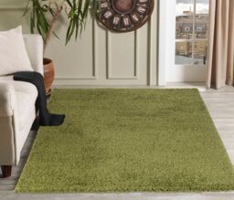 Desire Rugs Modern Elegant Soft Shaggy Rug for Living Rooms - Stylish Area Rugs in Green - Size: 60 cm x 110 cm - thumbnail 1