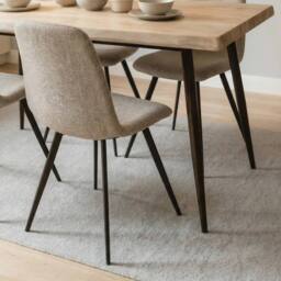 Home Source Avara Contemporary Dining Set 120cm Table & Upholstered Chairs in Beige - Size: 5 Pack - thumbnail 2