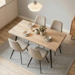 Home Source Avara Contemporary Dining Set 120cm Table & Upholstered Chairs in Beige - Size: 5 Pack - thumbnail 4