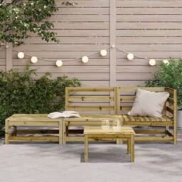 Berkfield Home Garden Sofa with Footstool 2-Seater Impregnated Wood Pine in Brown - thumbnail 3
