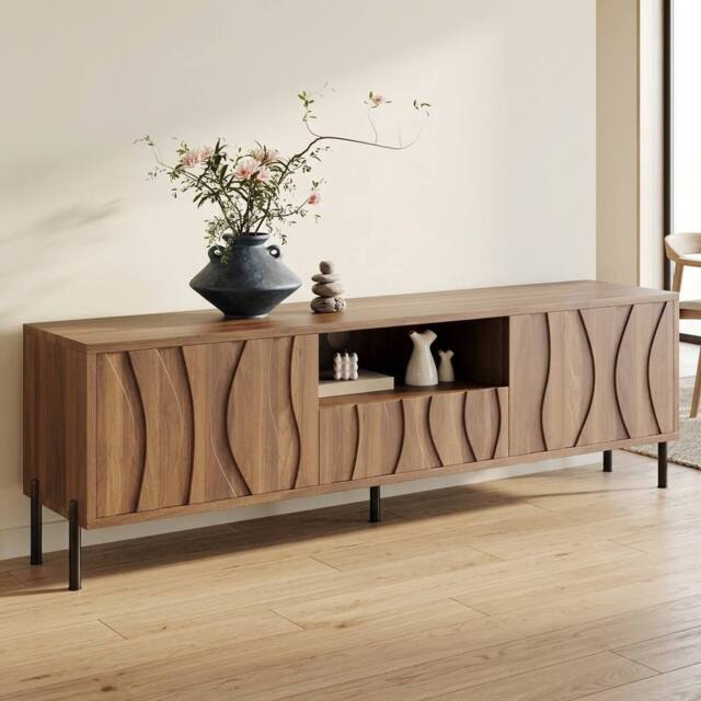STILVORA TV Cabinet 160 cm with 3 Doors in Brown - image 1