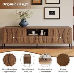 STILVORA TV Cabinet 160 cm with 3 Doors in Brown - thumbnail 7