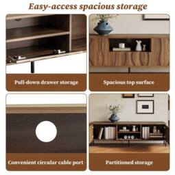 STILVORA TV Cabinet 160 cm with 3 Doors in Brown - thumbnail 9