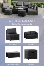 Home Discount Garden Vida Islay 6 Seater Rattan Furniture Set 'ALREADY ASSEMBLED' in Black - thumbnail 2