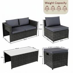 Home Discount Garden Vida Islay 6 Seater Rattan Furniture Set 'ALREADY ASSEMBLED' in Black - thumbnail 7
