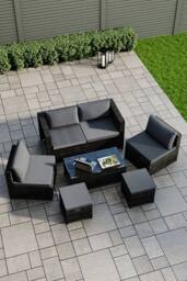 Home Discount Garden Vida Islay 6 Seater Rattan Furniture Set 'ALREADY ASSEMBLED' in Black - thumbnail 5