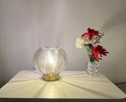 K LIVING Leaves Smokey Glass Table Lamp in Grey - thumbnail 2
