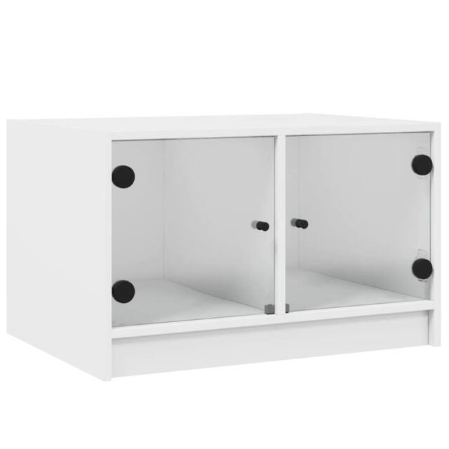 Berkfield Home Coffee Table with Glass Doors White 68x50x42 cm - Size: 68 x 50 x 42 cm - image 1
