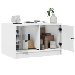 Berkfield Home Coffee Table with Glass Doors White 68x50x42 cm - Size: 68 x 50 x 42 cm - thumbnail 5