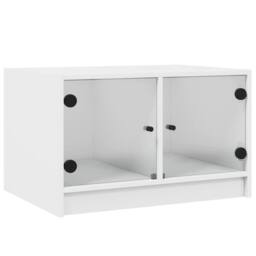 Berkfield Home Coffee Table with Glass Doors White 68x50x42 cm - Size: 68 x 50 x 42 cm - thumbnail 1