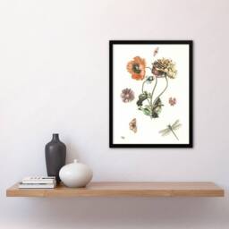 Artery8 Poppies Butterflies & Dragonfly Teyler Framed Wall Art Print in White - Size: A4 - thumbnail 4