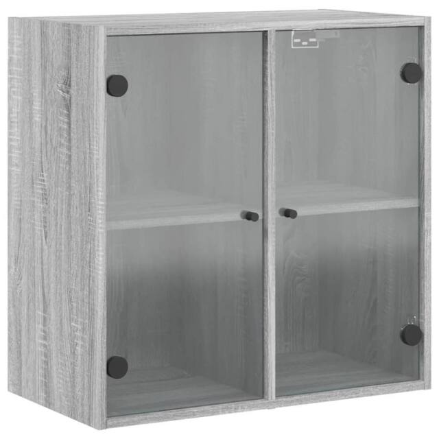 Berkfield Home Wall Cabinet with Glass Doors Grey Sonoma 68x37x68.5 cm - image 1