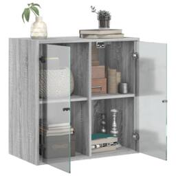 Berkfield Home Wall Cabinet with Glass Doors Grey Sonoma 68x37x68.5 cm - thumbnail 5