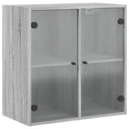 Berkfield Home Wall Cabinet with Glass Doors Grey Sonoma 68x37x68.5 cm - thumbnail 1