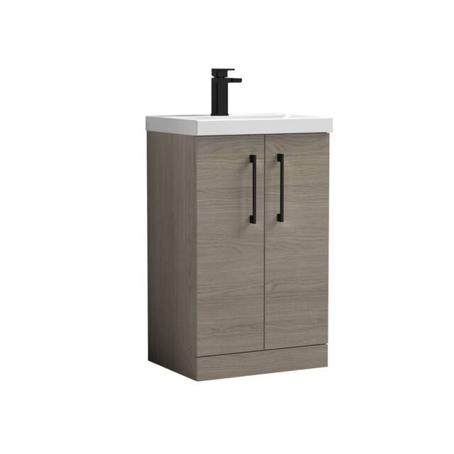 Balterley Modern Bathroom 2 Soft Close Door Vanity Unit Basin, Solace Oak, 500mm in Brown - image 1