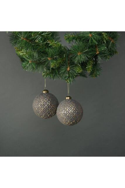 KDMD Luna 10cm Glass Ornate Bauble Pewter & Silver Set of 4 - image 1
