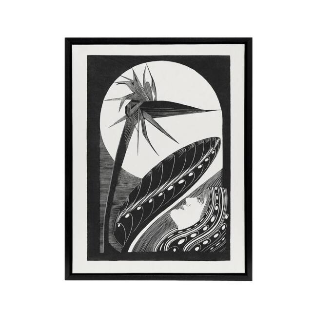 "Artery8 Strelitzia Overblown & Full Moon De Mesquita Framed Canvas Wall Art in White - Size: W12"" x H16""" - image 1