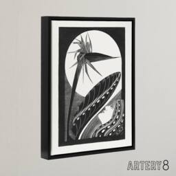 "Artery8 Strelitzia Overblown & Full Moon De Mesquita Framed Canvas Wall Art in White - Size: W12"" x H16""" - thumbnail 2