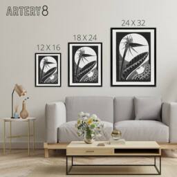 "Artery8 Strelitzia Overblown & Full Moon De Mesquita Framed Canvas Wall Art in White - Size: W12"" x H16""" - thumbnail 4