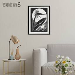 "Artery8 Strelitzia Overblown & Full Moon De Mesquita Framed Canvas Wall Art in White - Size: W12"" x H16""" - thumbnail 3