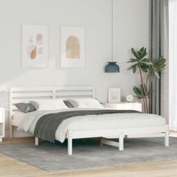 Berkfield Home with Headboard White 160 x 200 cm Solid pine wood - thumbnail 1