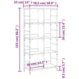 Berkfield Home Bookshelf Grey Sonoma 78.5x33x153 cm Engineered Wood - thumbnail 8