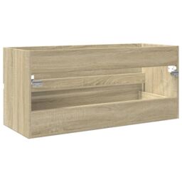 Berkfield Home Bathroom Sink Cabinet Sonoma Oak 100x38.5x45 cm Engineered Wood in Brown - thumbnail 6