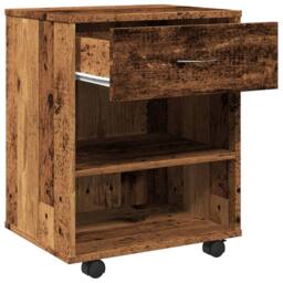 Berkfield Home Rolling Cabinet Old Wood 46x36x59 cm Engineered Wood in Brown - Size: 46 x 36 x 59 cm - thumbnail 8
