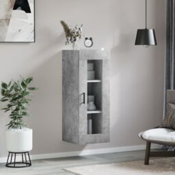 Berkfield Home Wall Mounted Cabinet Concrete Grey 34.5x34x90 cm - thumbnail 3