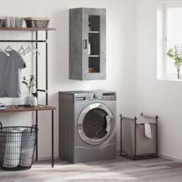 Berkfield Home Wall Mounted Cabinet Concrete Grey 34.5x34x90 cm - thumbnail 1