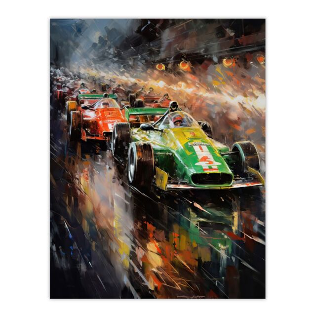"Artery8 Wall Art Print F1 Motorsport Grid Start Moody Artwork Man Cave Painting Poster - Size: W24"" x H32""" - image 1