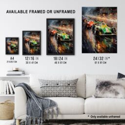 "Artery8 Wall Art Print F1 Motorsport Grid Start Moody Artwork Man Cave Painting Poster - Size: W24"" x H32""" - thumbnail 3
